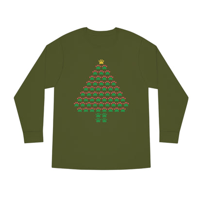 Pawprint Christmas Tree Ugly Sweater Long Sleeve T-shirt