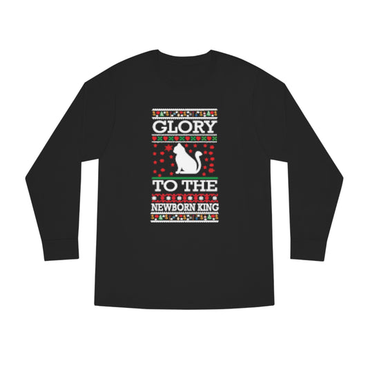 Glory to the Newborn King Cat Christmas Ugly Sweater Long Sleeve T-shirt