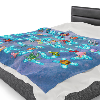 Rose Sea Life Alphabet Plush Blanket