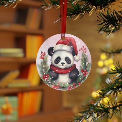 Panda in Santa Hat Ornament