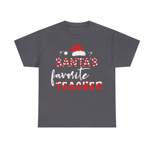 Santa's Favorite Teacher Christmas Short Sleeve Tee