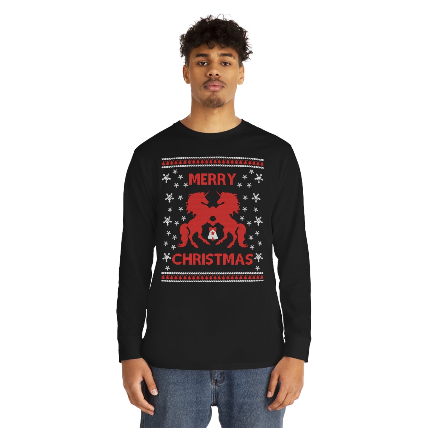 Merry Christmas Horses Christmas Ugly Sweater Long Sleeve Tee