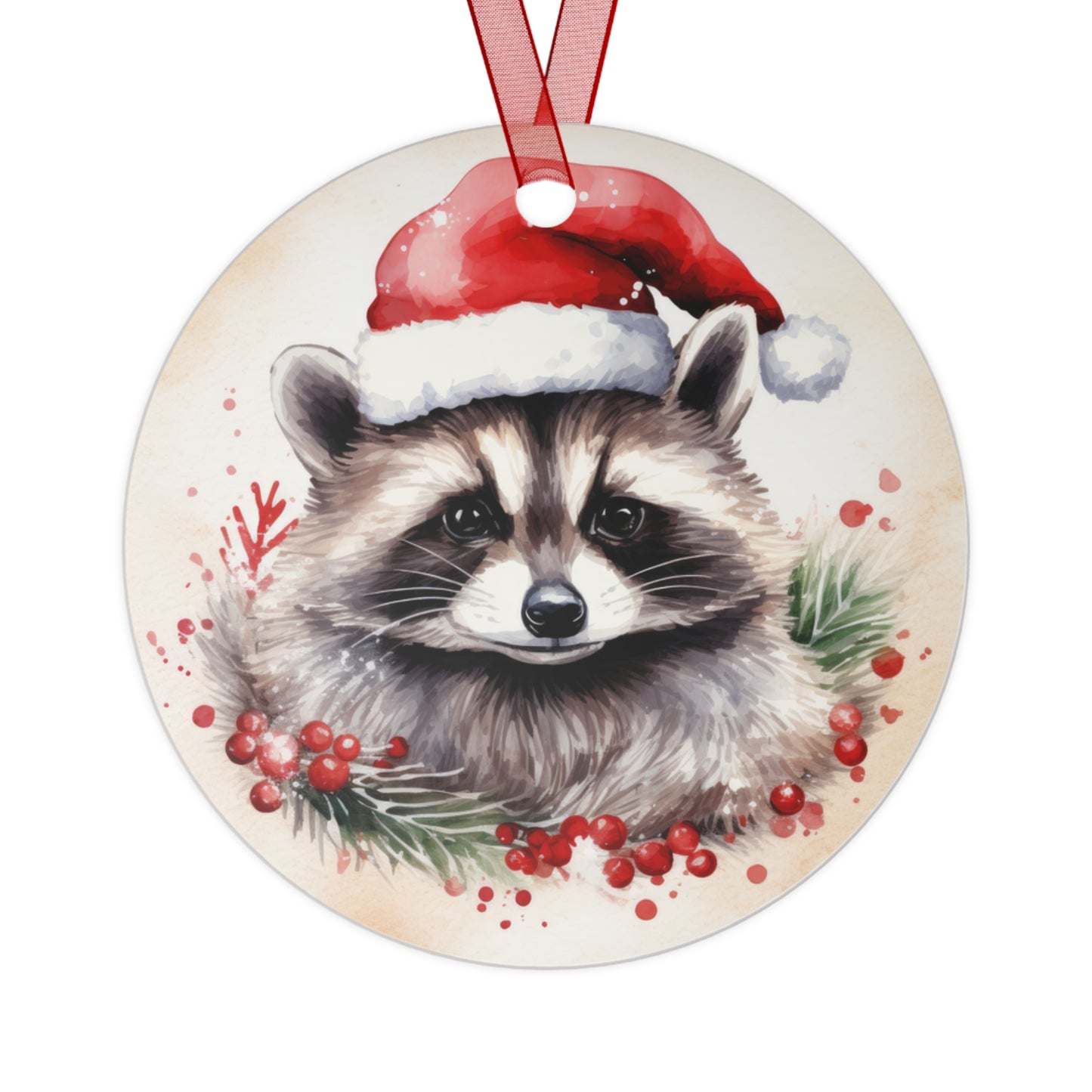 Racoon in Santa Hat Ornament