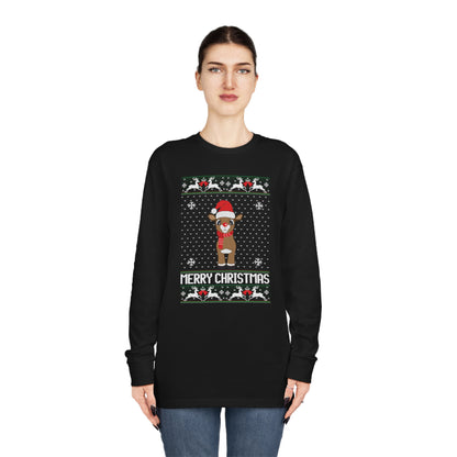 Merry Christmas Rudolph Ugly Christmas Sweater Long Sleeve Tee