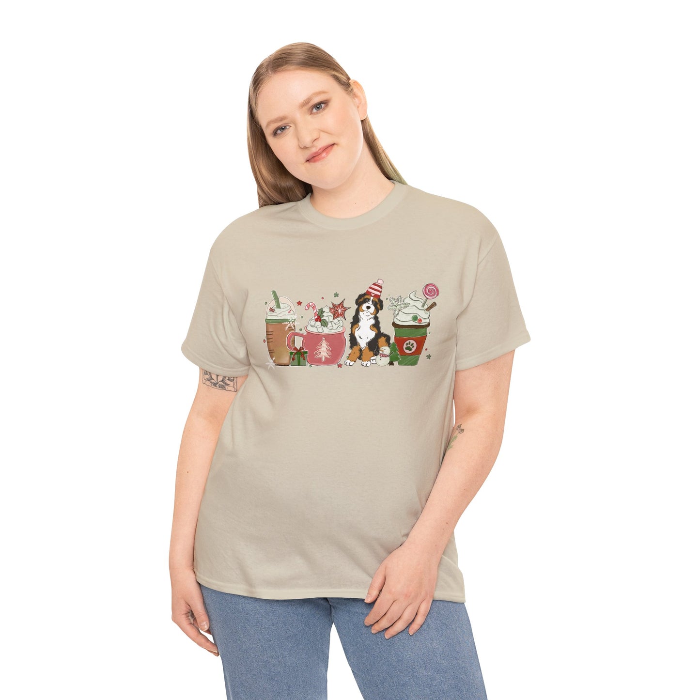 Australian Shepherd Dog Latte Christmas Short Sleeve Tee