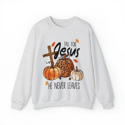 Fall For Jesus He Never Leaves Christian Halloween Sweatshirt