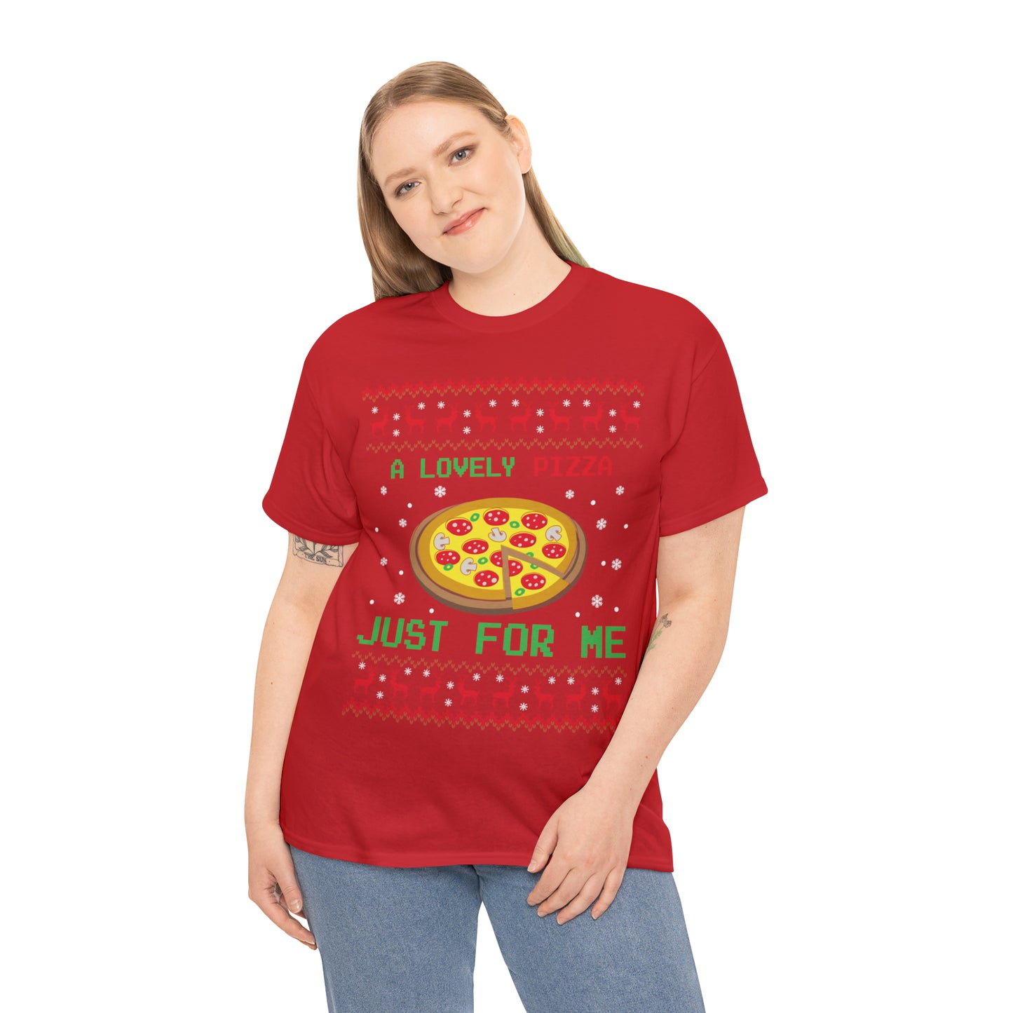 A Lovely Pizza Just For Me Christmas Ugly Sweater Short Sleeve Tee