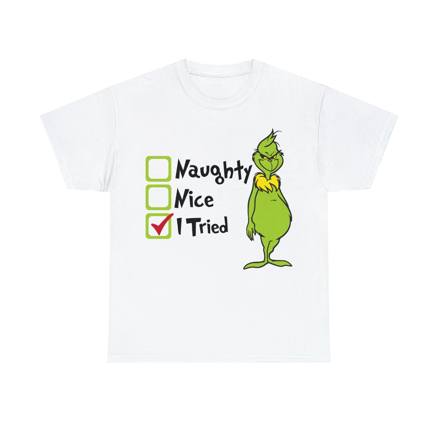 Naughty Nice I Tried Grinch Christmas Short Sleeve Tee