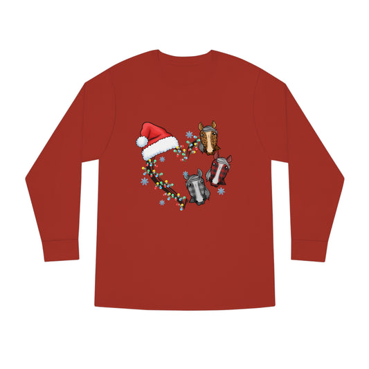 Horse Heart Wreath Christmas Long Sleeve Tee