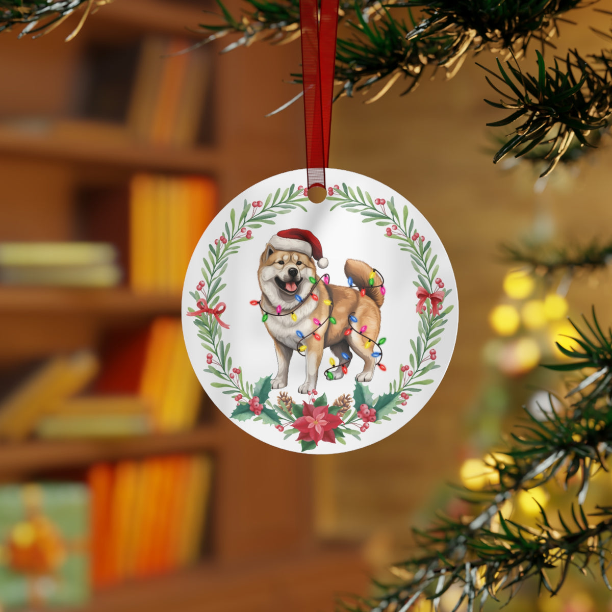Akita Dog in Lights Ornament