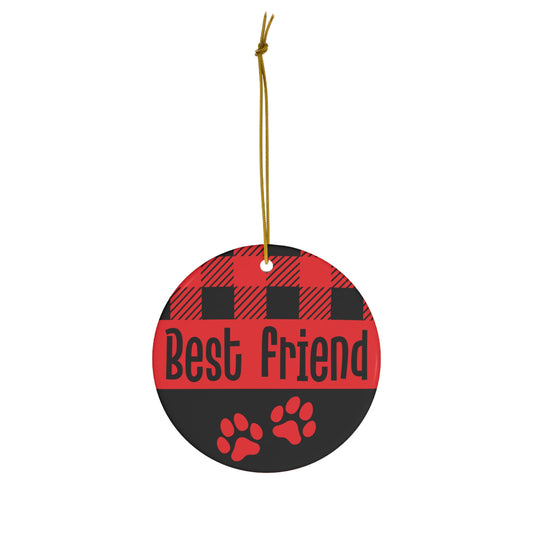 Best Friend Pawprints Christmas Ceramic Ornament