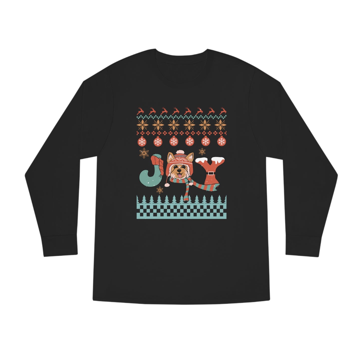 Joy Yorkshire Terrier Yorkie Dog Christmas Ugly Sweater Long Sleeve Tee