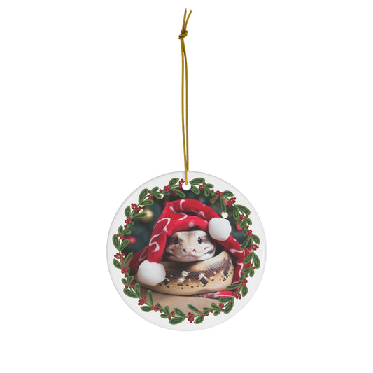 Ball Python Snake Christmas Ceramic Ornament