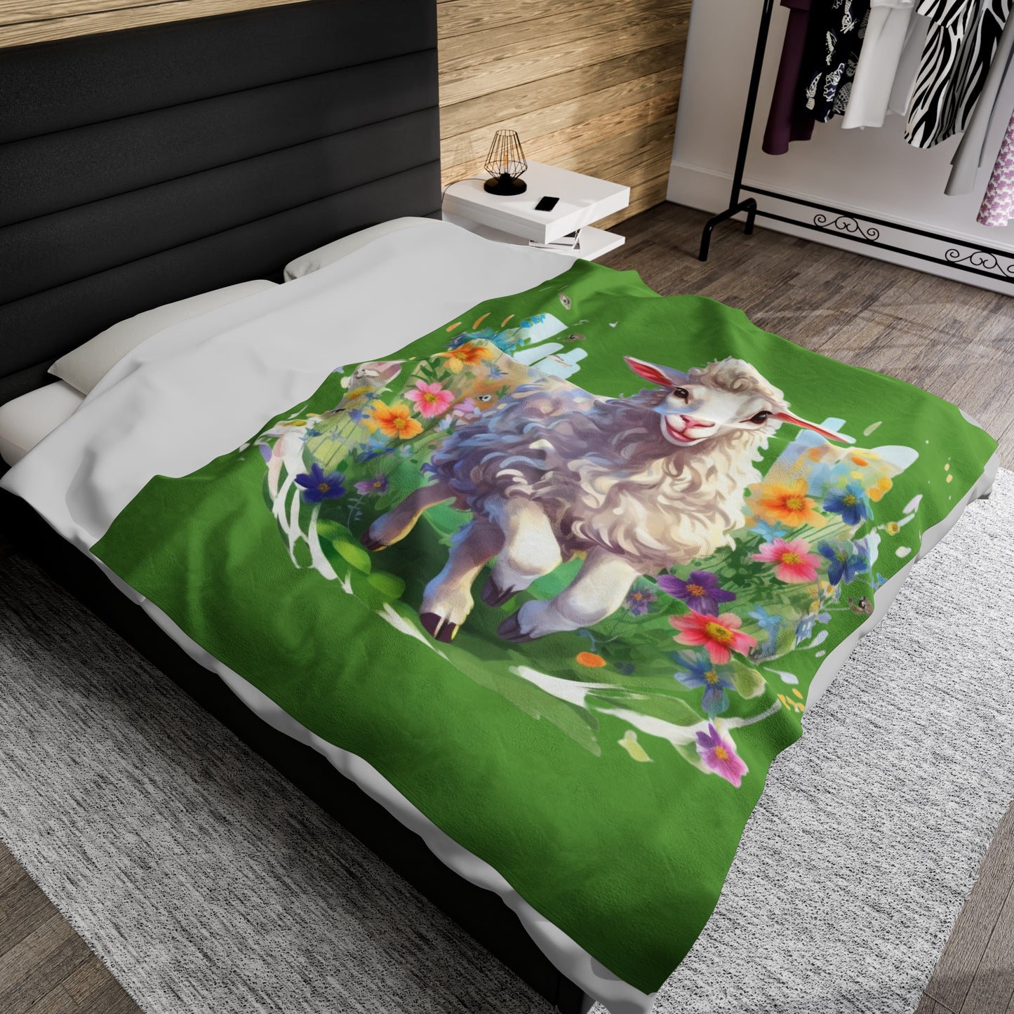 Sheep with Flowers Blanket