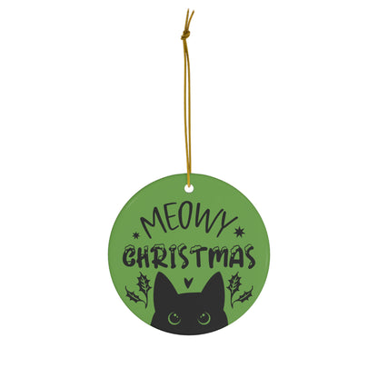 Meowy Christmas Ceramic Ornament