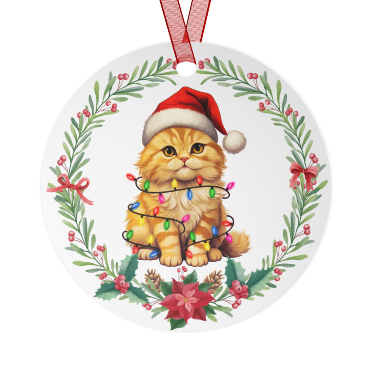 British Longhair Cat in Lights Ornament