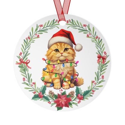 British Longhair Cat in Lights Ornament