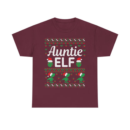 Auntie Elf Christmas Ugly Sweater Short Sleeve Tee