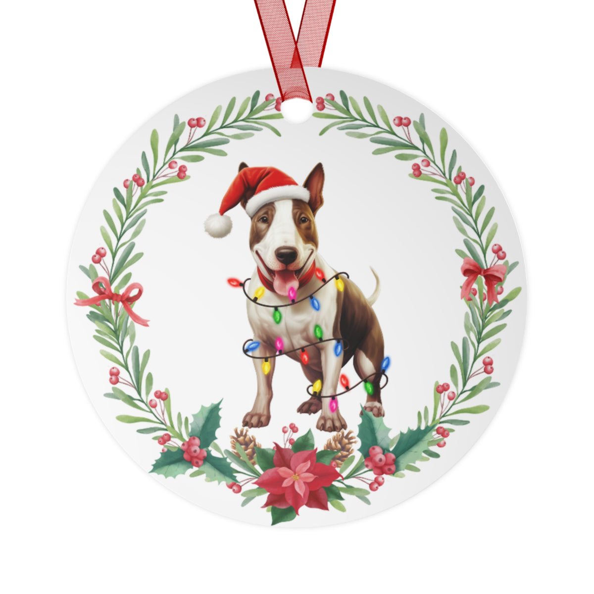 Bull Terrier Dog in Lights Ornament