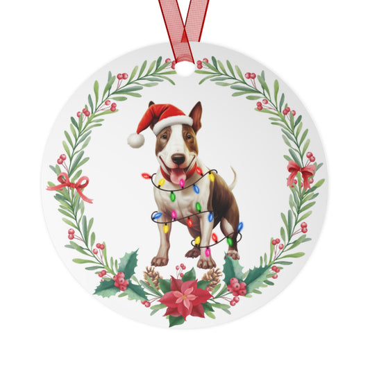 Bull Terrier Dog in Lights Ornament