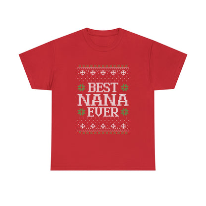 Best Nana Ever Christmas Ugly Sweater Short Sleeve Tee
