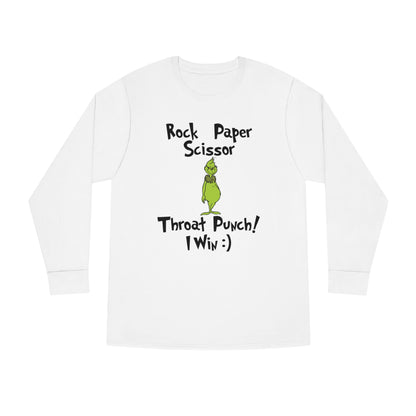 Rock, Paper, Scissors, Throat Punch. I Win! Grinch Christmas Long Sleeve T-Shirt