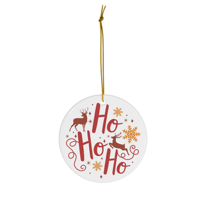 Retro Ho Ho Ho Christmas Ceramic Ornament