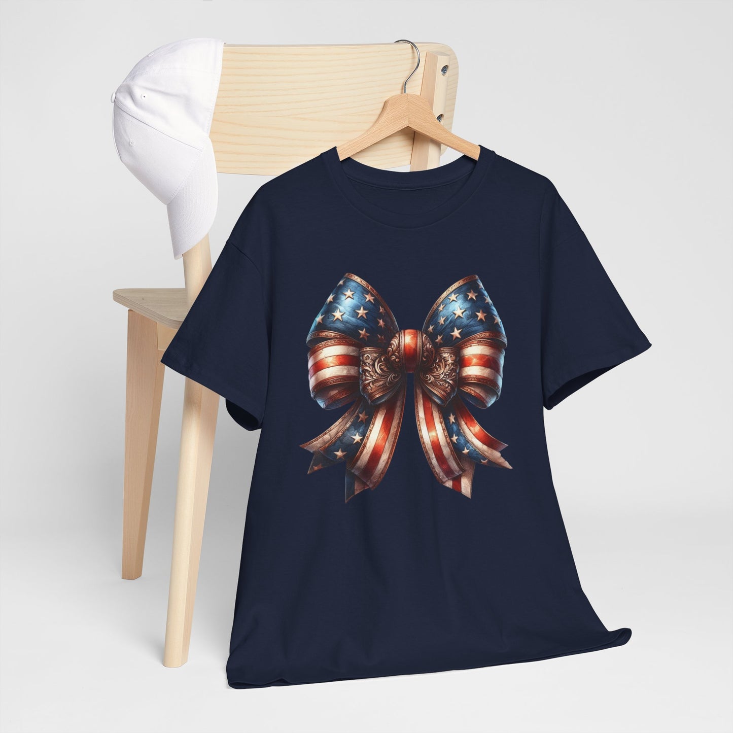 Antique American Flag Bow Short Sleeve Tshirt