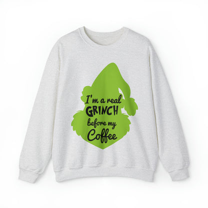 I'm a Real Grinch Before My Coffee Christmas Sweatshirt