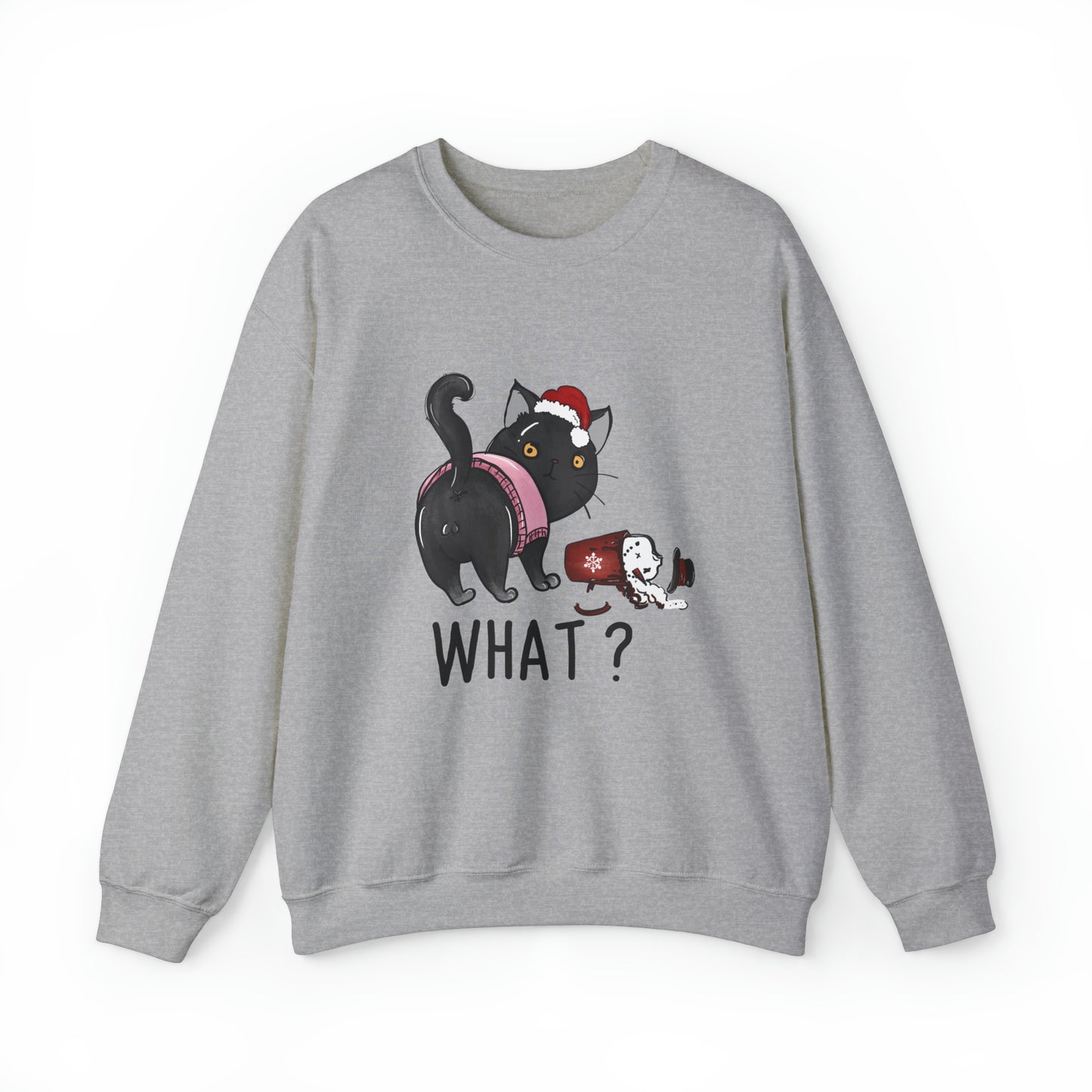 What? Cat Knocking Over Coffee Christmas Sweatshirt