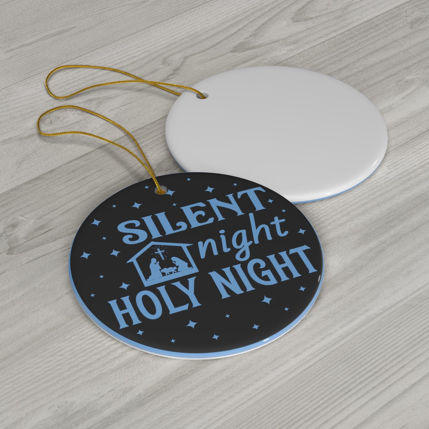 Silent Night Holy Night Christmas Ceramic Ornament