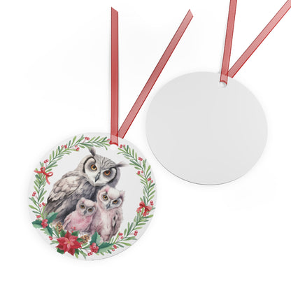 Grey and Pink Owl Family of 3 Ornament