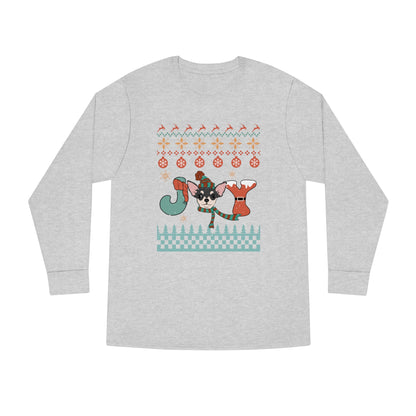 Joy Chihuahua Dog Christmas Ugly Sweater Long Sleeve Tee