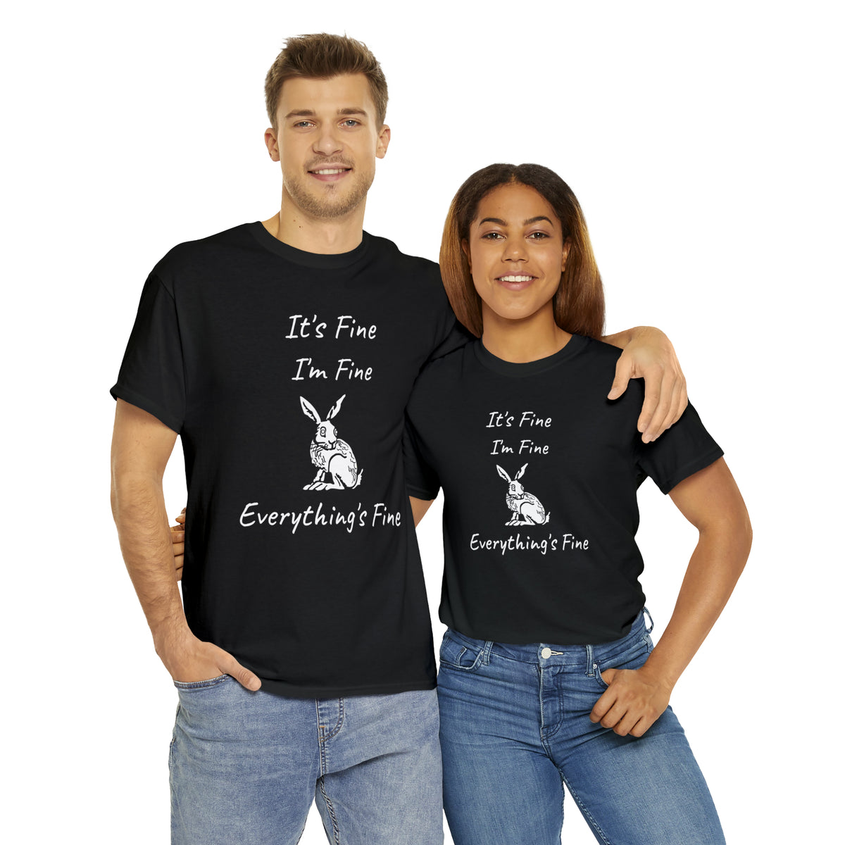 Its Fine Everythings Fine Rabbit Shirt Unisex Heavy Cotton Tee