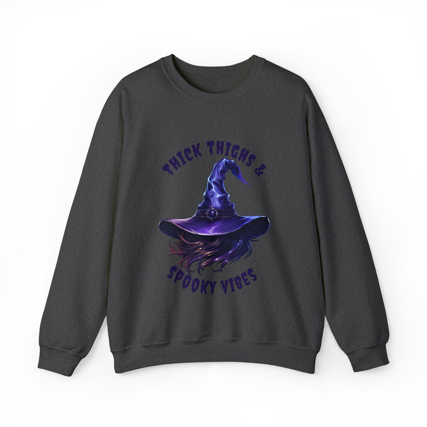 Thick Thighs And Spooky Vibes Witch Hat Halloween Sweatshirt