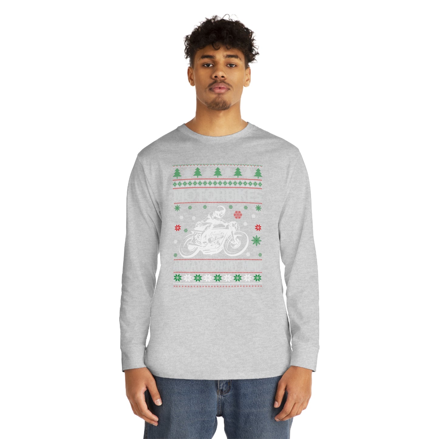 Motorbikes Always on My Mind Christmas Ugly Sweater Long Sleeve Tee