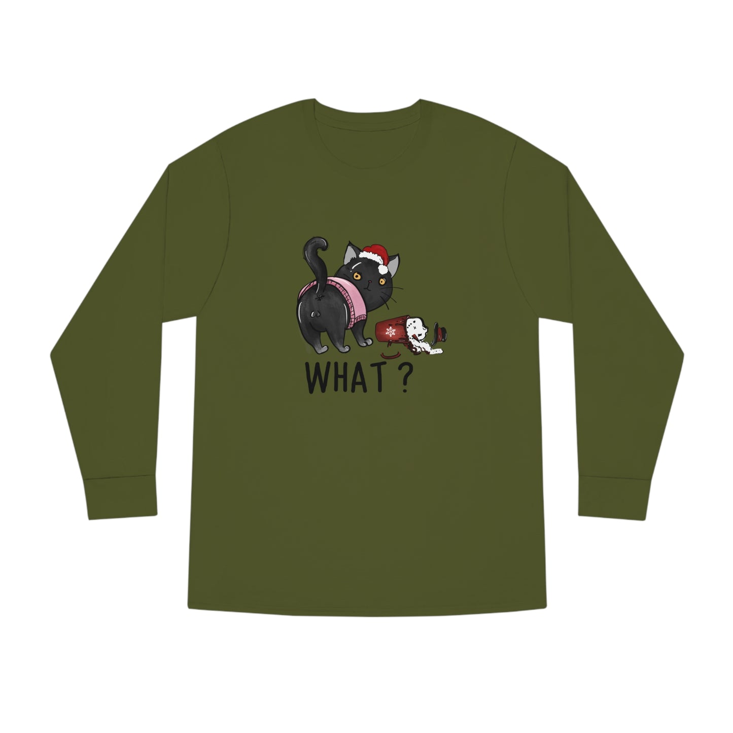 What? Cat Knocking Over Coffee Christmas Long Sleeve T-shirt