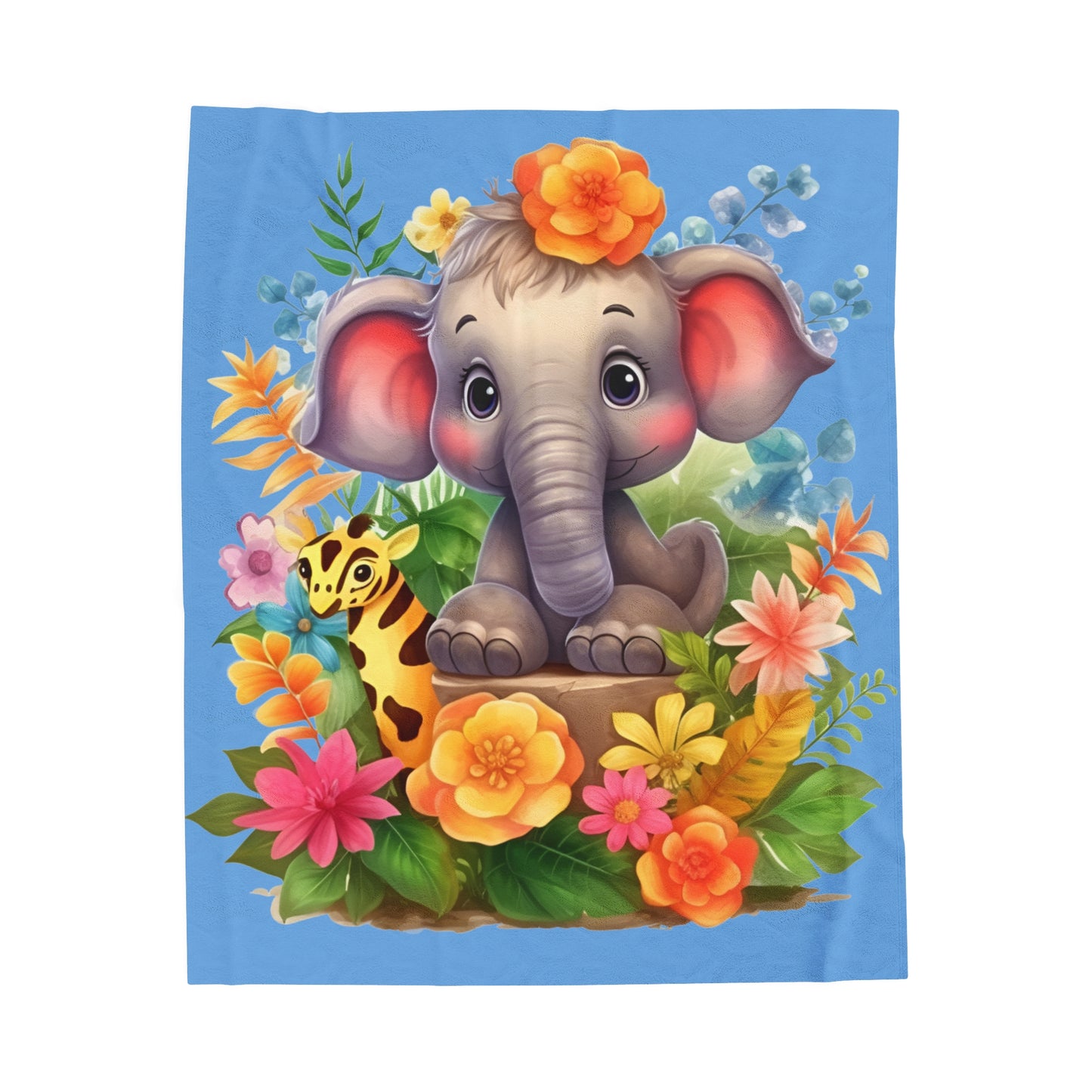 Baby Elephant and Giraffe Blanket