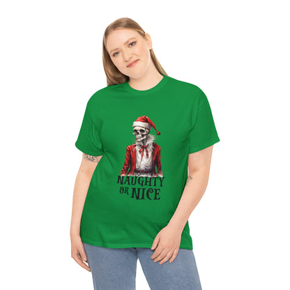 Naughty or Nice Skeleton Christmas Short Sleeve Tee