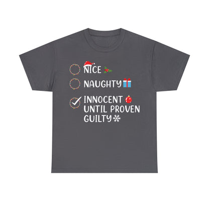 Naughty List Innocent Until Proven Guilty Christmas Short Sleeve Tee