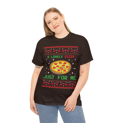 A Lovely Pizza Just For Me Christmas Ugly Sweater Short Sleeve Tee