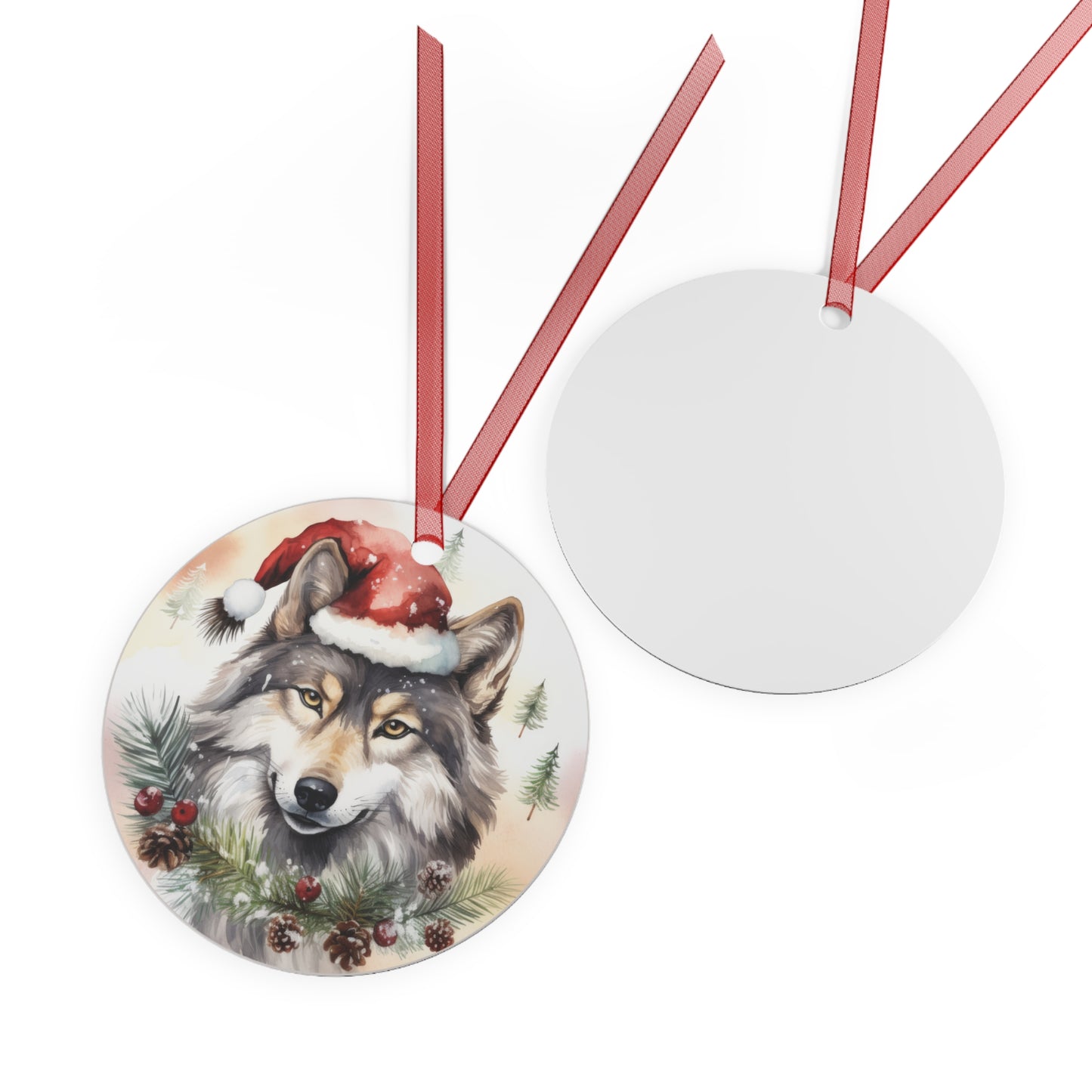 Wolf in Santa Hat Ornament