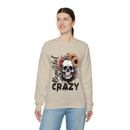 Beautiful Crazy Skull With Flowers Halloween Sweatshirt