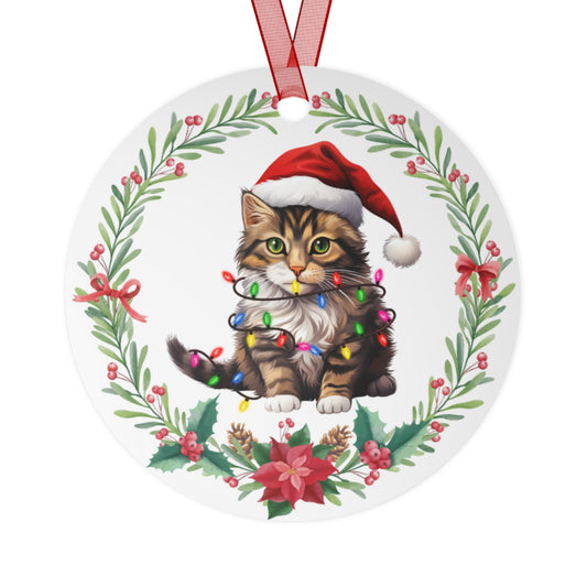American Bobtail Cat in Lights Ornament