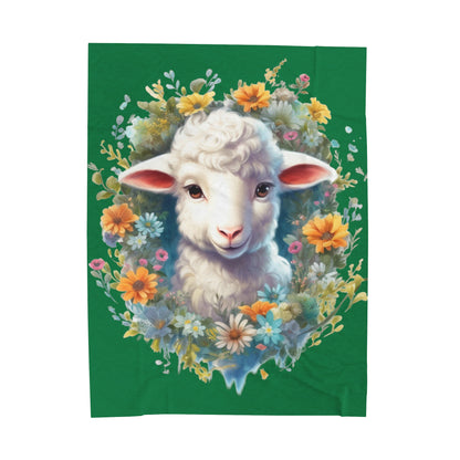 Lamb with Flowers Blanket