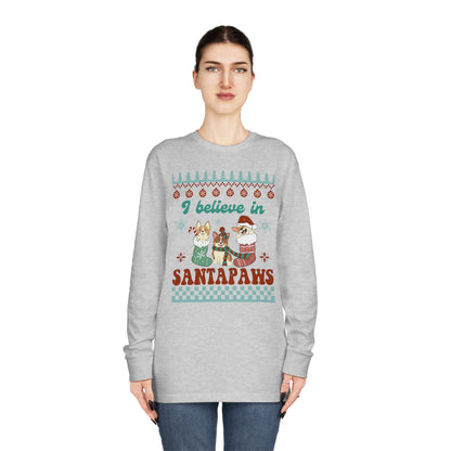 I Believe in Santa Paws Dog Ugly Christmas Sweater Long Sleeve T-shirt