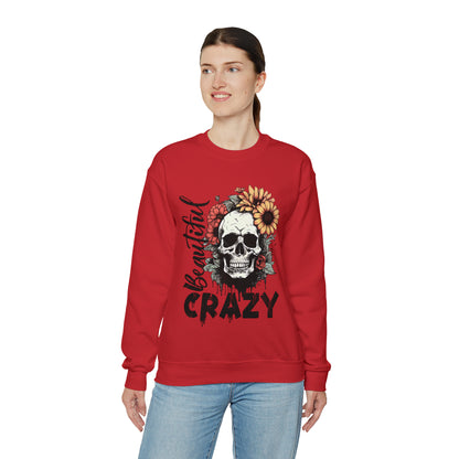 Beautiful Crazy Skull With Flowers Halloween Sweatshirt