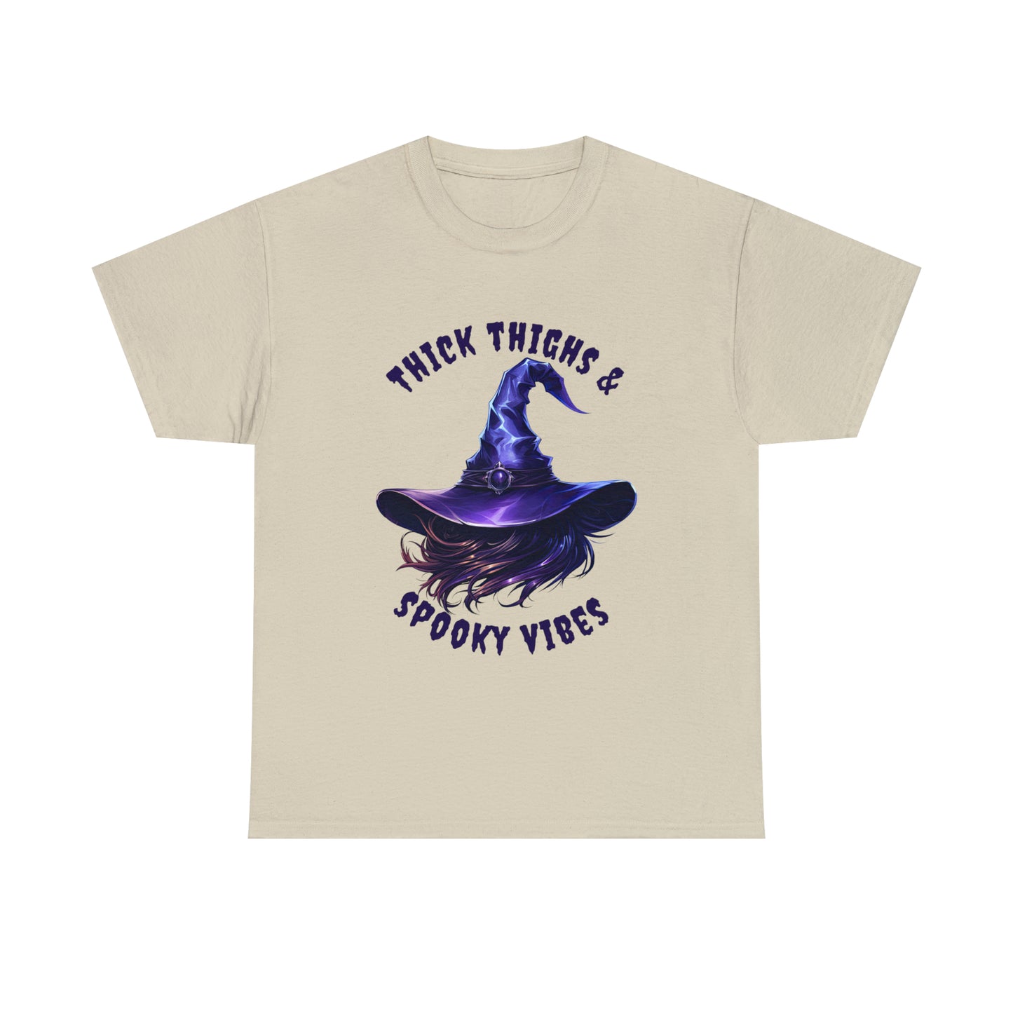 Thick Thighs And Spooky Vibes Witch Hat Halloween Short Sleeve Tee
