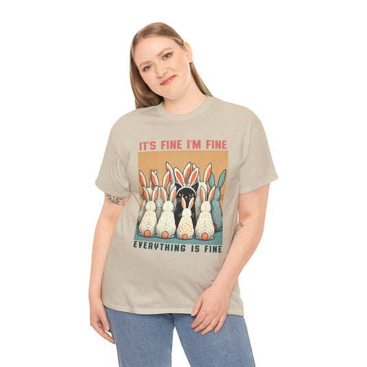 Easter Cat I'm Fine Short Sleeve Tshirt