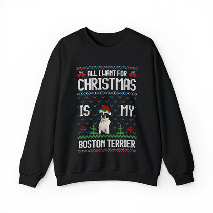 All I Want For Christmas is My Boston Terrier Dog Ugly Sweater Sweatshirt